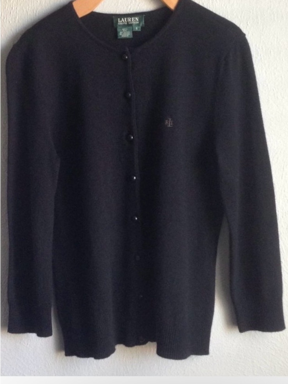 ⭐️Lauren Ralph Lauren Black Button-Up Wool Cardigan